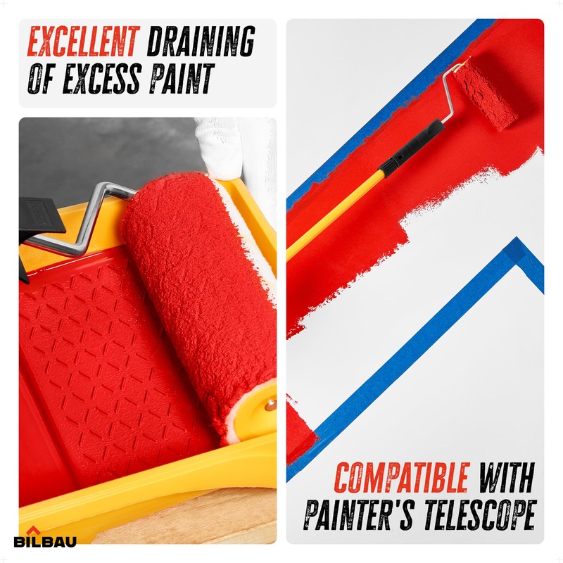 BILBAU Paint Roller Set with Paint Tray and Brush for