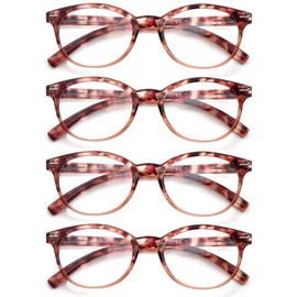 OLOMEE Blue Light Blocking Reading Glasses Women +2.00 Ladies Small Round Readers Blue Ray Circular Cheaters for Small Head/Face Tortoise Shell 4 Pack
