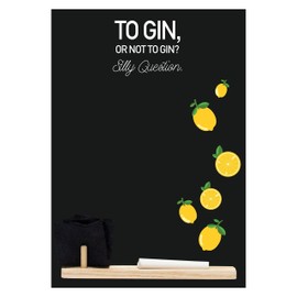 Chalkboards UK 'Silly Question (Gin)' Printed Small Memo Board Chalkboard with Tray, Piece of Chalk & Felt Eraser, 29.7 x 20.7 x 1 cm
