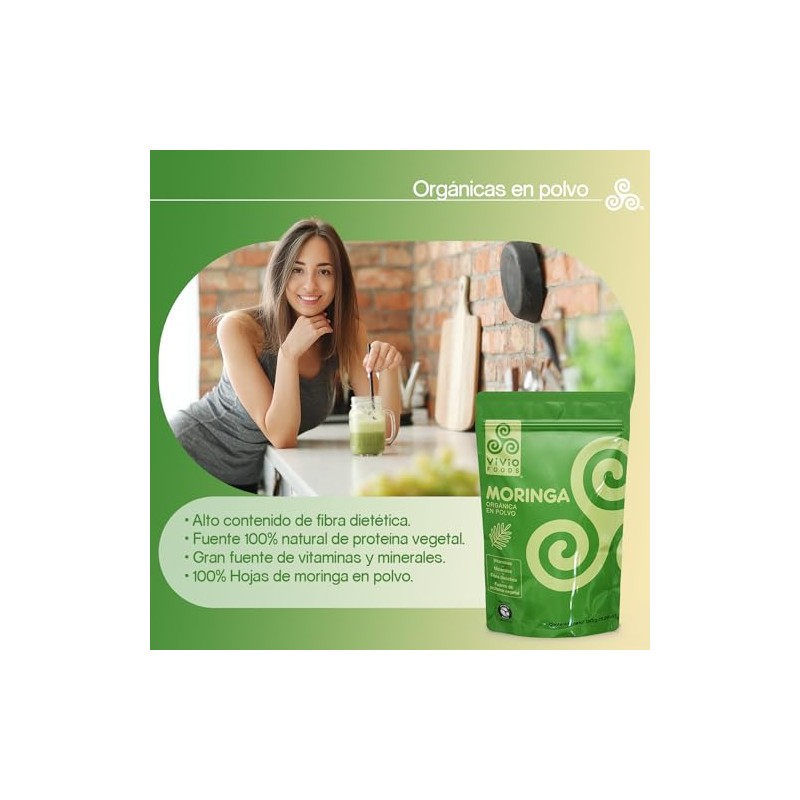 Vivio Foods, Moringa Orgánica En Polvo, 150 gramos