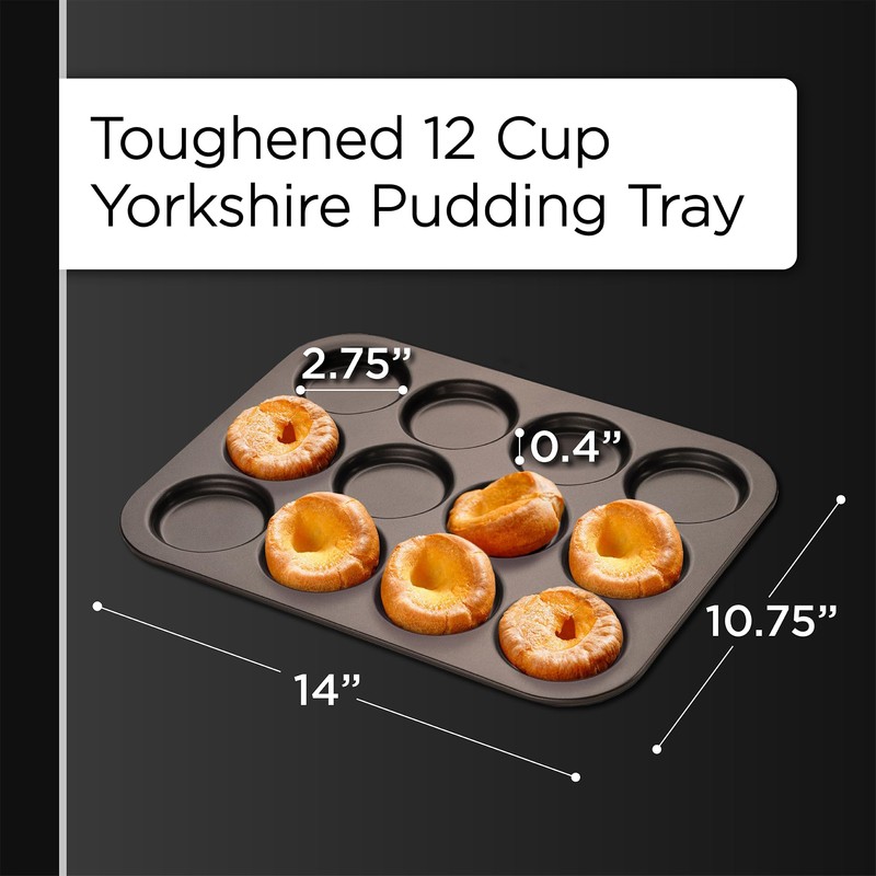 Wrenbury Toughened Yorkshire Pudding Pan 12 Hole - Shallow Non