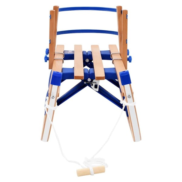 SKM Folding Snow Sledge with Backrest Wood 46.9",Beige (Weight 13.36KG)