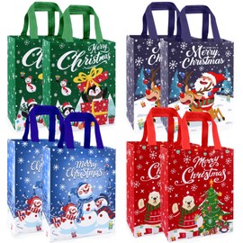 DIYDEC Pack of 8 Non-Woven Christmas Bags, Christmas Tote Bag with Handles, Reusable Gift Bags, Christmas for Xmas Christmas Decoration, Christmas Party