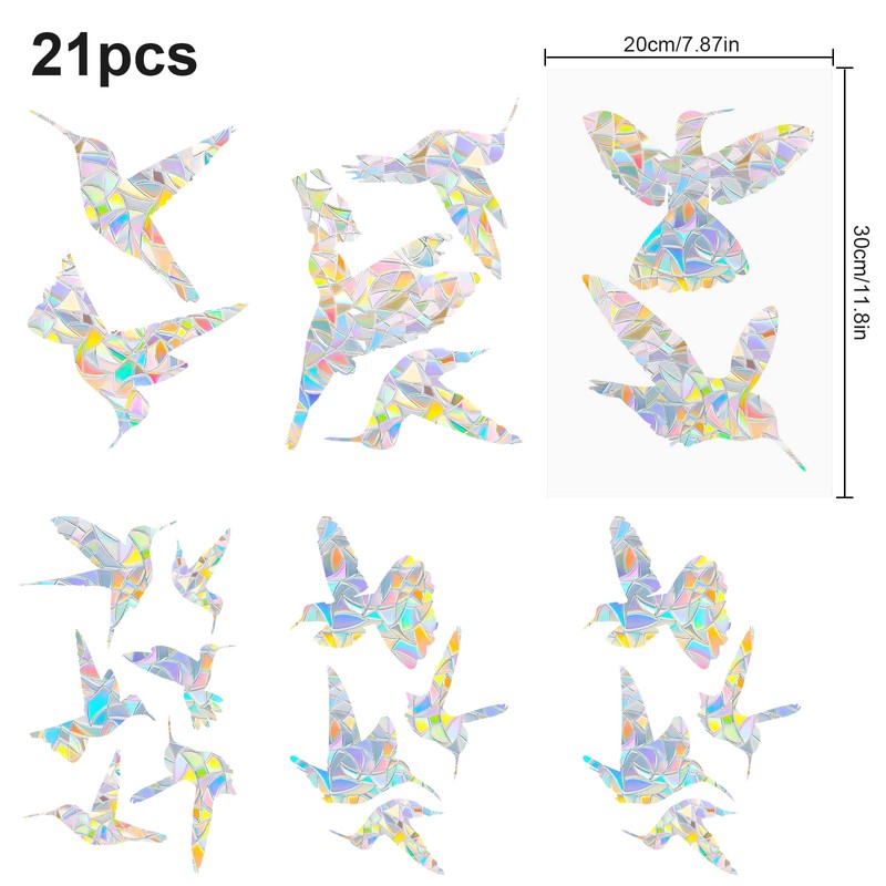 Bird Shape Window Sticker, Rainbow Window Sticker, Anti-Collision Prism Sticker