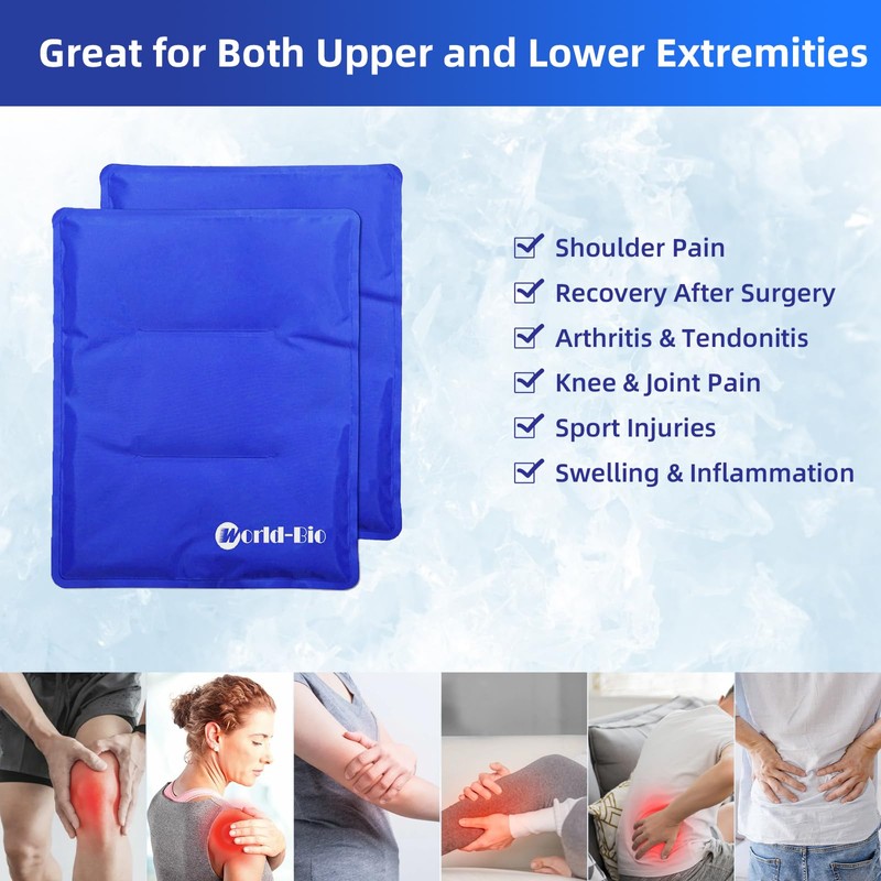 WORLD-BIO Large Flexible Hip Ice Pack 2 packs for Injuries,