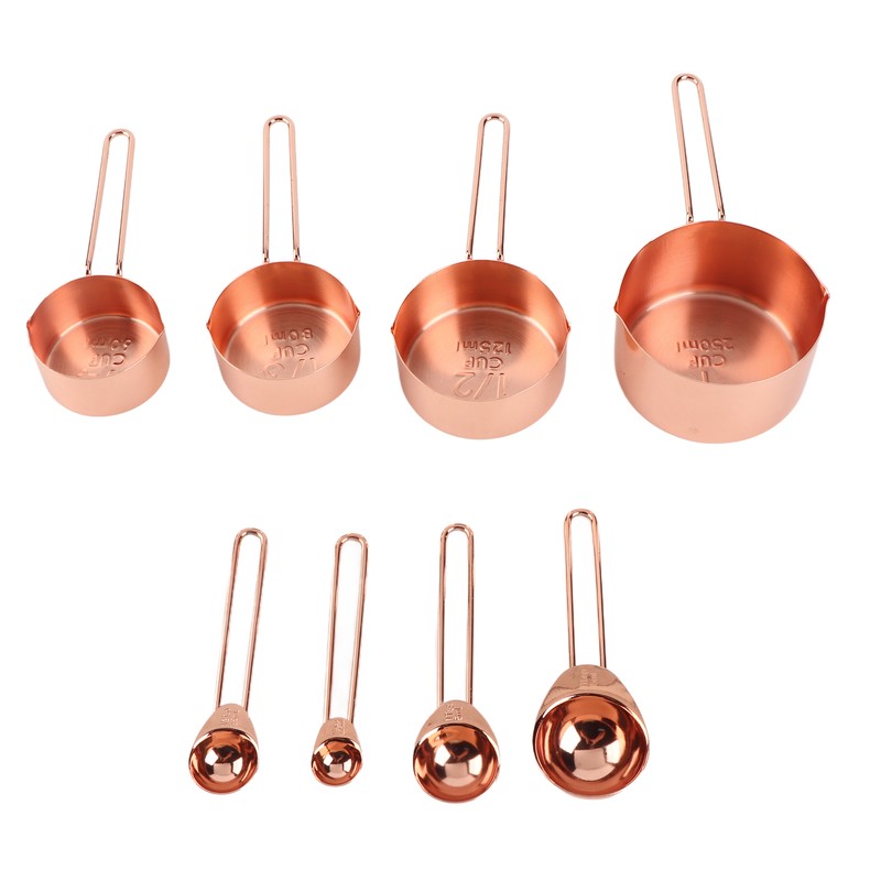 8Pcs Stainless Steel Measuring Cup Spoon Set with Scales Home