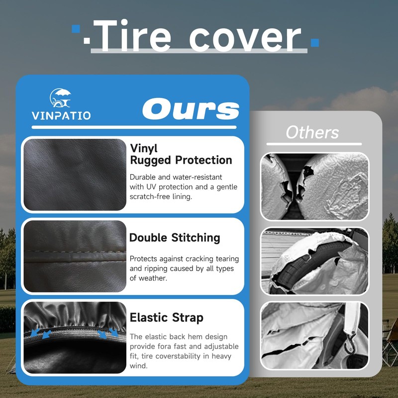 VINPATIO Rough Tire Covers 4 Pack, Waterproof Vinyl Wheel Protectors