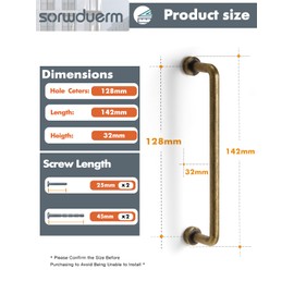 SORWDUERM 5Pack Antique Brass Cabinet Pull 128mm Hole Center Vintage Kitchen Cupboard Handles Furniture Hardware for Wardrobe Drawer Dresser