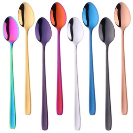 Do Buy Long Handle Spoons Set of 8 (Coloured), Cocktail Mixing Spoons/Latte Spoons, for Bar Home Café Dessert Shop