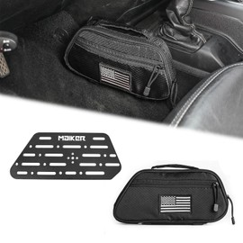 MAIKER Center Console MOLLE Panel with Storage Bag, Aluminum Tactical Set