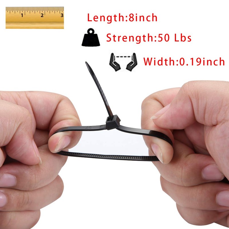 150 Pieces Multi-Purpose Cable Zip Ties 8 Inch,Self Locking Black