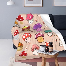 shangtiezao Mushroom Blanket 60"X50",Super Soft Lightweight Flannel Bed Blankets Throw Blanket for Couch Bed Sofa,Mushroom Decor Gifts for Kids Adults.