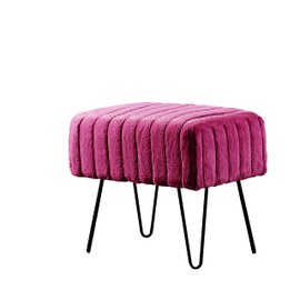 Home Soft Things Super Mink Faux Fur Pink Purple Ottoman Bench 19" x 13" x 17" H, Fuchsia Rose, Living Room Foot Rest Stool Entryway Makeup Bench End of Bed Bedroom Home Decor Chair for Sitting