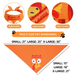 Gofshy Thanksgiving Dog Bandana XLarge 1PCS, Fall Autumn Triangle Reversible Holiday Scarf for Boy and Girl, Orange Bibs Accessories for Large and Extra Large Dogs