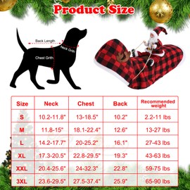 Mfsdai Dog Christmas Outfit, Dog Costume with Santa Rides Pets Reindeer, Dog Hoodie Chihuahua Clothes Plaid for Small Medium Large Dog S