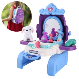 Juguete de peluquería para niños, juego de simulación, kit de peluquería con mochila 3 en 1, juego de 16 piezas, juguete educativo para juegos de rol, regalo para niños, niñas, cumpleaños y Navidad