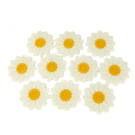 10 Pcs Cute Crochet Daisy Patches for Clothing, Sew-on Floral Embroidered Appliques, Iron-on Flower Patches for Clothes Bag Clips DIY Decorations