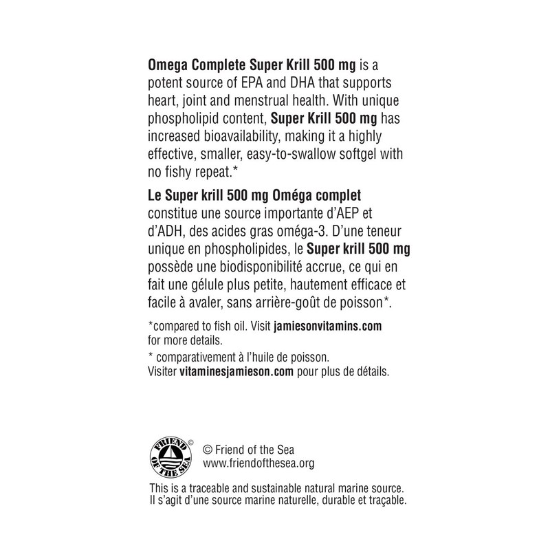 Jamieson Omega Complete Super Krill 500mg 60's 60 Softgels