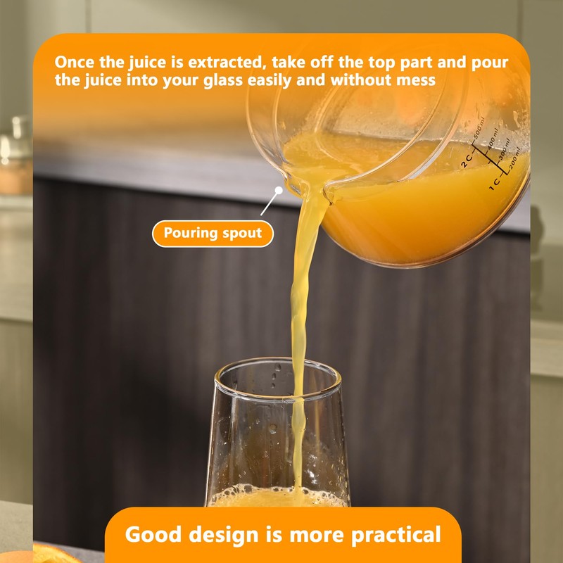 Simple Juicer, Multi-Function Hand Crank Juicer, 2 Cup Capacity, Stable