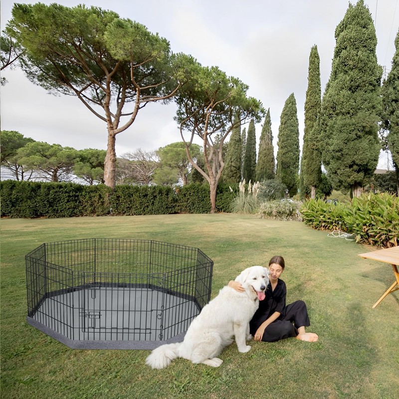 PETIME Foldable Metal Dog Exercise Pen/Pet Puppy Playpen Kennels Yard