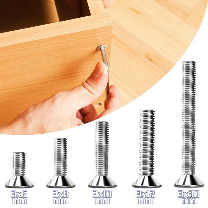 Countersunk Screws Stainless Steel M3 x 30 mm Hexagon Socket