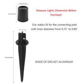 RTNLIT Metal Solar Light Stakes Replacement, Outdoor Ground Spikes for Garden Landscape Yard Pathway Patio Lamp Pole, 0.75 x 5.3 inch (Pack of 10, Black)