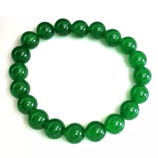 Handmade by mmCrystals Natural Green Jade Bracelet Round Stone Bead