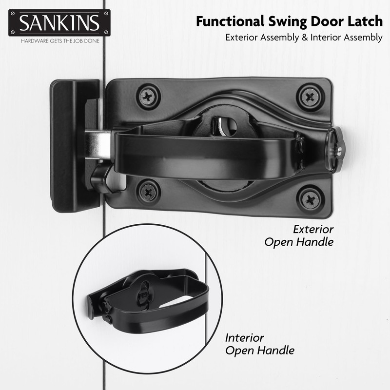 SANKINS Gate Door Latch, Dual-Sided Operation, Heavy Duty Durable Gate