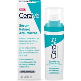 CeraVe Suero RETINOL para rostro rejuvenecedor con niacinamida. Ayuda a igualar el tono de la piel, la suavidad de la piel, marcas post-acné y minimizador de poros. Piel suave, sin fragancia, no comedogénica, sensible, 1.0 fl oz