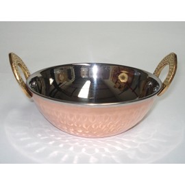 Indian Hammered Copper-Base Karahi (Tawa)