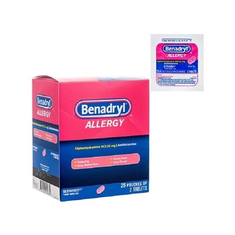 BENADRYL 4 PACK Benadryl Allergy Relief Diphenhdramine HCI 25mg Antihisamine