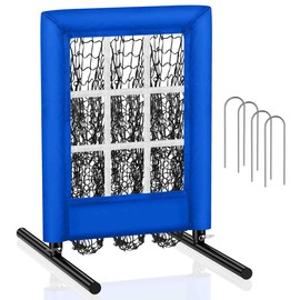 Heavy-Duty 9 Hole Baseball Pitching Net with Pitching Target Pockets, Regulation Size Strike Zone, Portable Adjustable Height Pitcher Training Equipment for Baseball/Softball Practice