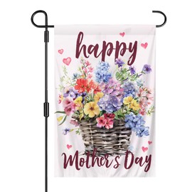 Happy Mother’s Day Garden Flag Flower 12x18 Inch Double Sided Polyester Flag for Mother’s Day Yard Outdoor House Decoration