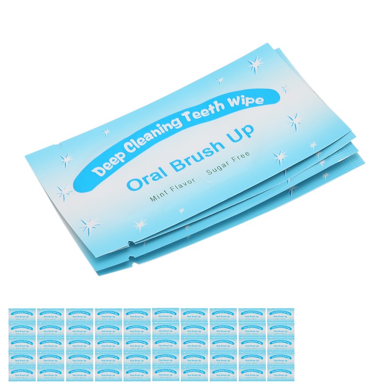50pcs Disposable Finger Teeth Wipes Travel Portable Cleaning Dirt Removal