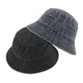 SKHAOVS Pack of 2 Fishing Hats for Men Women, Black+Grey, Outdoor Fishing Sun Hat, Unisex Beach Hat, Bucket Hat, Fashion Canvas Sun Hat, Vintage Cotton Hat, for Outdoor Activities, Pack of 2