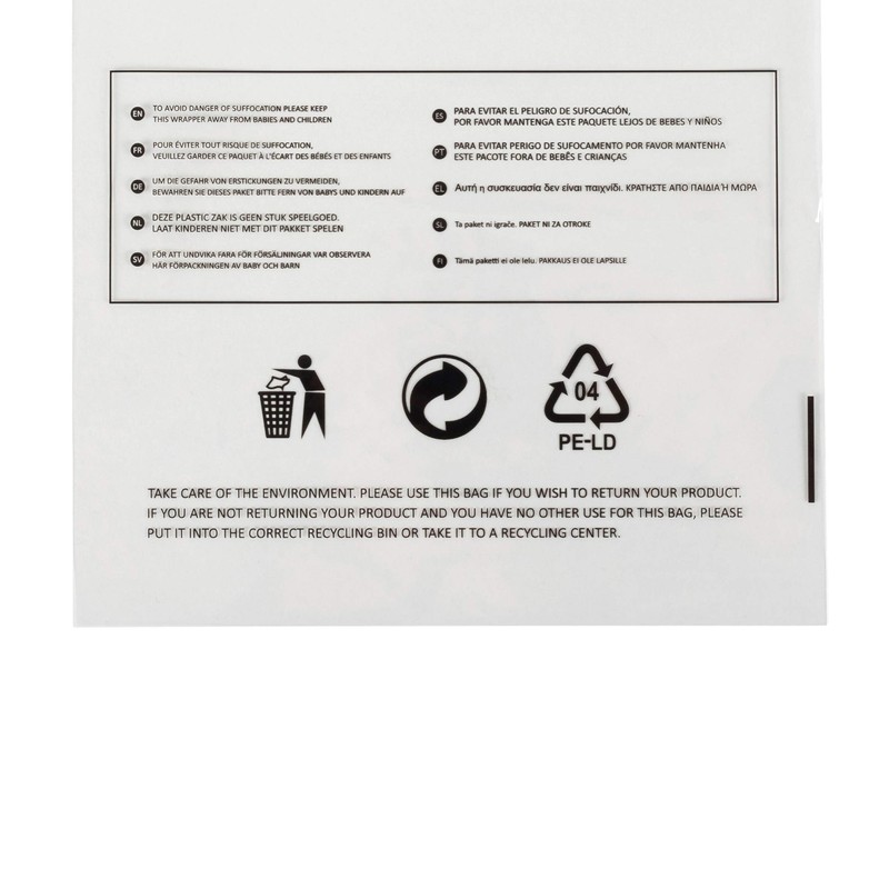 250 x Clear Poly Bags with Suffocation Warning (250 Polybags