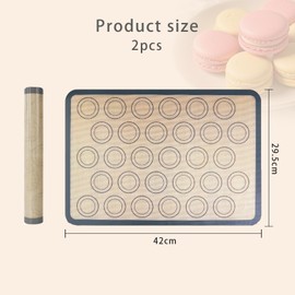 2 Stück Macaron-Backmatte 42 X 29,5 CM Antihaft-Silikon-Backmatte Rutschfeste Backmatte Wiederverwendbares Backset Back-Kochmatte Backzubehör Geeignet Für Macarons Kuchen Brot Kekse