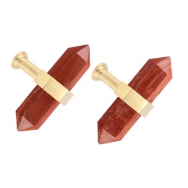 mookaitedecor Set of 2 70mm Red Jasper Crystal Stone Wands Drawer Knobs with Screws, Healing Crystal Gifts, Semi Preicous Stones Quartz Pull Handles for Cabinet Cupboard Wardrobe Home Decor