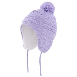 Connectyle Gorro de invierno con forro polar para niños y niñas, Light Purple, 6-12 Meses