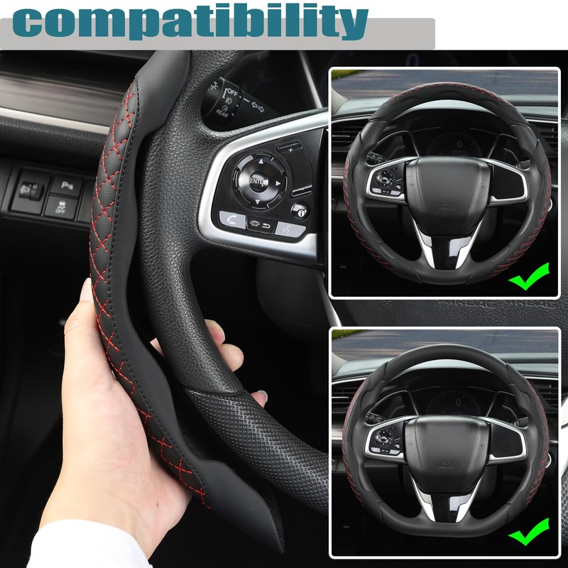 West Llama 3PCS Leather Auto Steering Wheel Cover for 99%