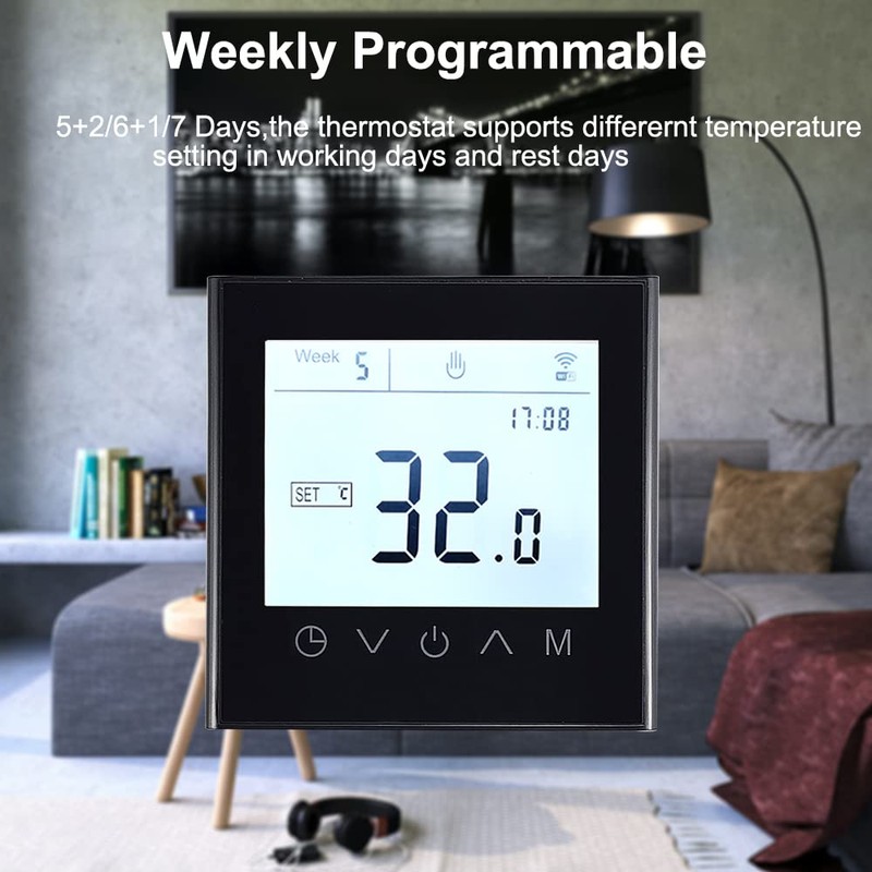 MincoHome Programmable WiFi Thermostat Touch Screen Tuya Smart Temperature Controller