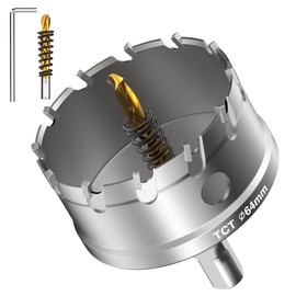 2-1/2"(64mm) Hole Saw Kit Tungsten Carbide Tip Hole Saw Drill Bits with 2 Titanium-Coated Spring Guide Drill Bits for Metal, Stainless Steel, Iron, Copper, Plastic