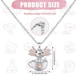 Mikovivi Axolotl Necklace, Cute Axolotl Crystal Necklace Axolotl Pendant Necklace Axolotl Jewelry for Boys Girls Christmas Birthday Graduation Gift
