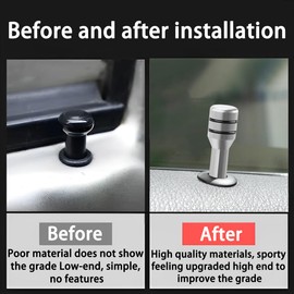 JNNJ Pack of 4 Door Lock Pin Button Cover, Car Door Lock Button, Delicate and Compact Door Lock Pins, Car Interior Locking Knob Cover (Silver)