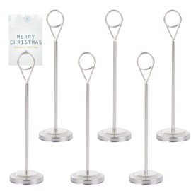 AHAQU 6PCS Table Number Holders, 19cm/7.5 Inch Anti Slip Place Card Holders for Memo, Name Card, Photo, Tall Table Number Stands for Wedding, Restaurant, Party- Silver