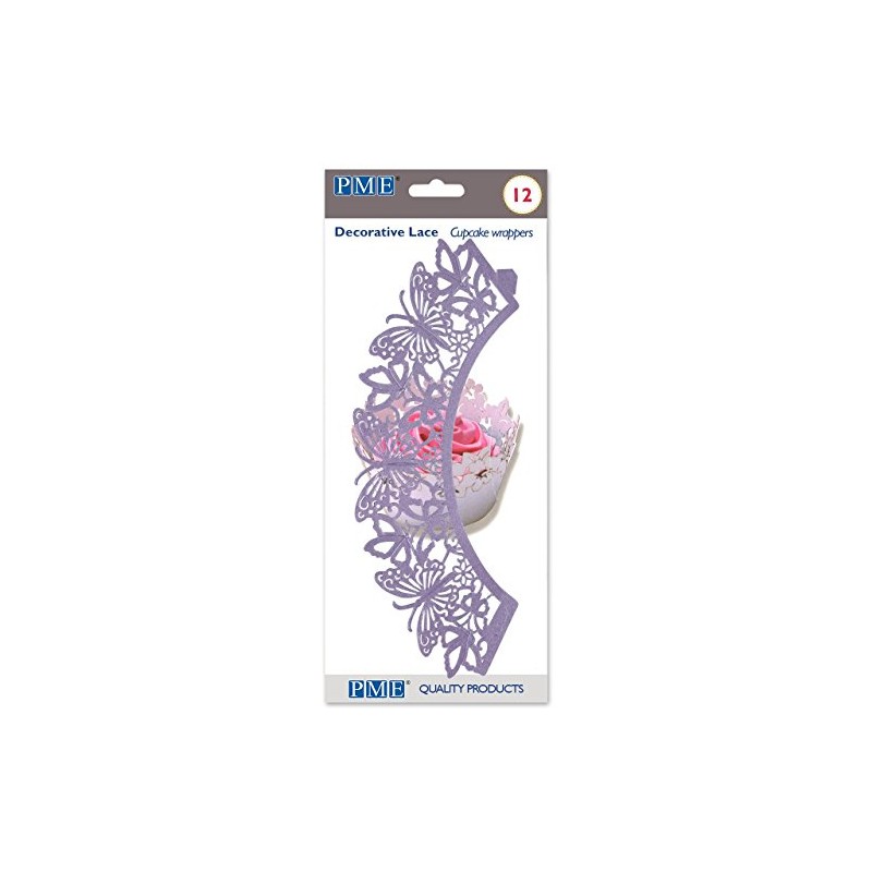 PME Mauve Butterfly Cupcake Wrappers, Pack of 12