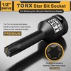 Aiourx 1/2" Drive T55 Torx Star Bit Socket, CR-MO Steel,