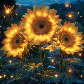 Solar Garden Lights, 3 Pack Solar Flowers Outdoor Waterproof with 9 Sunflower Lights, Solar Lights for Outside Garden Decor, Outdoor Solar Lights for Yard Lights, Solar Flower Lights Backyard Decor
