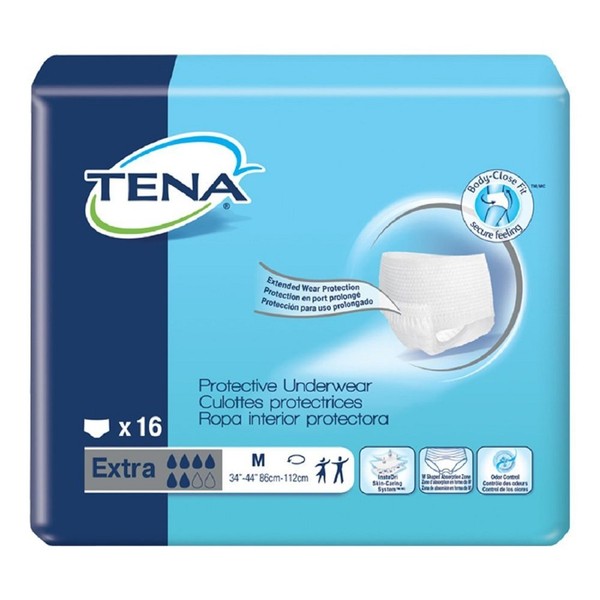 TENA Protective Underwear, Extra Absorbency Medium 34-44 Inch Waist - Case of 64 - SCT72248_CS