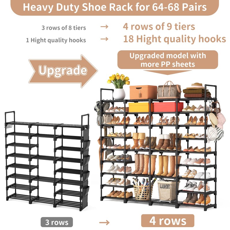 ROJASOP Large Shoe Rack Organizer for Entryway Closet 64-68 Pairs